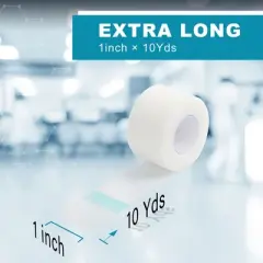 LotFancy Transparent Medical Tape, 12 Rolls 1 in x 10 Yards Adhesive Clear Hypoallergenic Surgical Tape, PE First Aid Tape