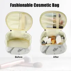 Unique Bargains Makeup Bag Cosmetic Travel Bag Make Up Brush Organizer Bag Marble Makeup Storage Toiletry Bag for Women 8"x6"x5" 1 Pcs