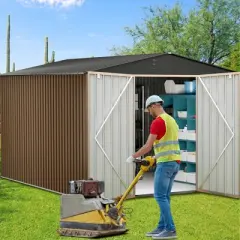 Large Metal Storage Sheds,8X 8 FT Outdoor Storage Shed, with Reinforced Sloping and Lock,Waterproof，for Backyard, Garden Patio Lawn