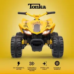 12V ATV - Tonka Kids Ride‑On Car with Rechargeable Battery, LED Headlights & Durable Wheels
