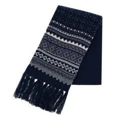 CTM Men's Heavy Knit Winter Pattern Scarf