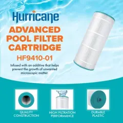 Hurricane 2 Pack HF9410-01 Advanced Pool Filter Cartridge for PAP100-4, Unicel C-9410, Filbur FC-0686, Predator 100, Pentair Clean & Clear 100