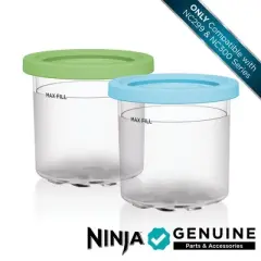 Ninja 2pc Creami Pints and Colored Lids XSKPLID2CD: BPA-Free Food Storage, Dishwasher-Safe, Lime & Aqua
