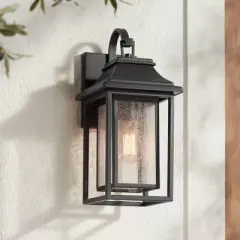 John Timberland Cecile Modern Outdoor Wall Light Fixture Painted Bronze 17 3/4" Seeded Clear Glass for Post Exterior Barn Deck House Porch Yard Patio