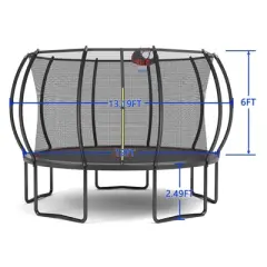 DSVIMOY Trampoline, Kids&Adults Trampoline with Heighten Net, Indoor Outdoor Recreational Trampoline, Black, 144"*144"*102"