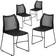 Flash Furniture 4 Pack HERCULES Series 661 lb. Capacity Stack Chair with Air-Vent Back and Powder Coated Sled Base