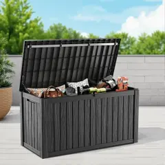 Wooakway 150 Gallon Waterproof All-Weather Storage Box Deck Box Indoor and Outdoor Use