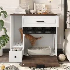 Bella Depot Indoor Hidden Cat Litter Box Furniture with 2 Drawers and Door