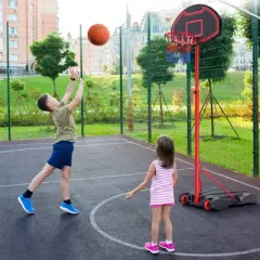 SKONYON Portable Basketball Hoop System 5.3-7 FT Adjustable Kid Indoor Outdoor W/ Wheels