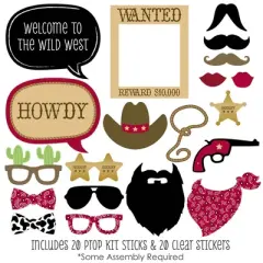 Big Dot of Happiness Little Cowboy - Western Photo Booth Props Kit - 20 Count