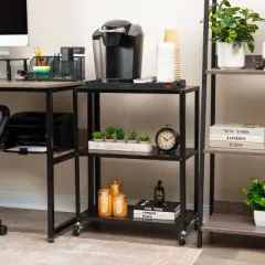 Mind Reader 3-Tier Rolling Cart Microwave Stand Metal