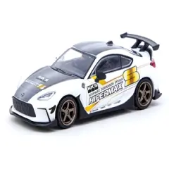 Toyota GR86 RHD White with Carbon Top and Hood "HKS Hipermax S" "Global64" Series 1/64 Diecast Model Car by Tarmac Works