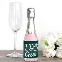 Big Dot of Happiness Emerald Elegantly Simple - Mini Wine and Champagne Bottle Label Stickers - Wedding or Bridal Shower Guest Party Favor Gift 16 Ct
