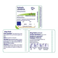 Hydrastis Canadensis 12X by Boiron Homeopathic Single Medicine For Cough, Cold & Flu  -  80 Pellet