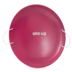 Slippery Racer ProDisc 26 In Heavy Duty Aluminum Iron Alloy Metal Kids Winter Saucer Snow Sled with Dual Riveted Soft Grip Rope Handles, Pink (3 Pack)