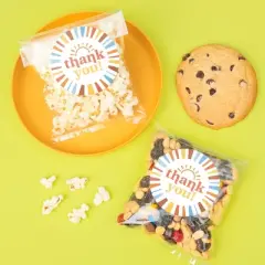 Big Dot of Happiness Here Comes the Son Thank You Stickers & Clear Cookie Bags, Cellophane Treat Bags 4.25x7 Inches, Boho Sunshine Party Favor - 25 Ct