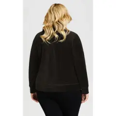 Women's Plus Size Metallic Velour Jacket - black | AVENUE