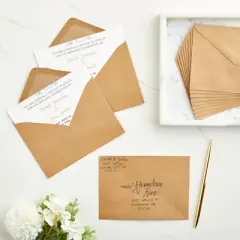 Paper Junkie Kraft Paper Invitation Envelopes 4x6 for Special Occasions like Weddings A6 V-Flap Brown Envelopes (50 Pack)