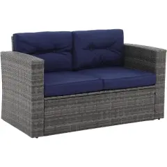 SUGOLD Outdoor Wicker Loveseat Sofa, 2-Seat Rattan Outdoor Couch Patio Furniture with Removble Cushions