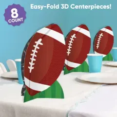 Big Dot of Happiness 3D Football Centerpiece Table Decorations, Freestanding Football Baby Shower or Birthday Party Centerpieces - 8 Count