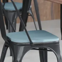 Flash Furniture Perry Set of 4 Poly Resin Wood Seat with Rounded Edges for Colorful Metal Chairs and Stools