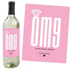 Big Dot of Happiness Omg, You're Getting Married - Engagement Party Gift for Women - Wine Bottle Label Stickers - Set of 4