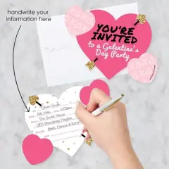 Big Dot of Happiness Be My Galentine - Shaped Fill-in Invitations - Galentine's and Valentine's Day Party Invitation Cards with Envelopes - Set of 12