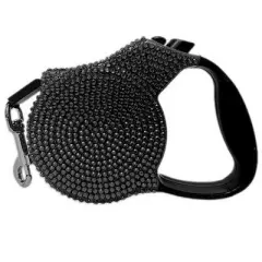 Parisian Pet 'Crystal Retractable Leash Black' for Dogs & Cats &ndash; Comfortable 16-Foot Leash, Retractable Design