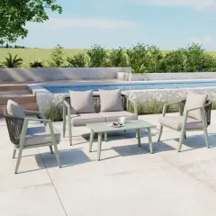 FIONECA U_STYLE Outdoor Seating Set &uml;C Durable & Comfortable Patio Furniture for Patios, Lawns, Poolside, Green