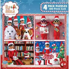 MasterPieces Kids Jigsaw Puzzle Set - Elf on the Shelf 4-Pack 100 Pieces