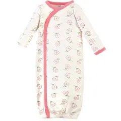 Touched by Nature Baby Girl Organic Cotton Side-Closure Snap Long-Sleeve Gowns 3pk, Tulip