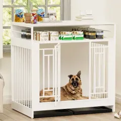 Kumasinova 43.3" Large Dog Crate Furniture with 3 Drawers,Heavy Duty Dog Crate with Divider for Medium & Large Dogs,2 Door Dog Kennel Indoor