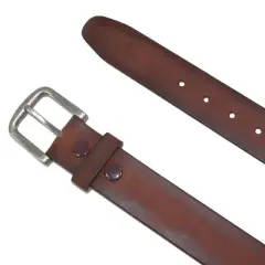 CTM Men's Burnished Leather Bridle Belt with Removable Buckle