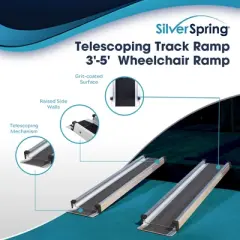 Silver Spring Telescoping Track Ramp, 3 to 5 Foot Adjustable Aluminum Portable Mobility Ramp for 4-Wheeed Wheelchairs and Scooters