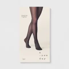 Women's Vertical Striped Openwork Pointelle Tights - A New Day&trade; Black