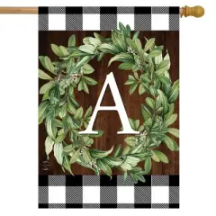 Wreath Monogram A Double-Sided House Flag Everyday 28" x 40" Briarwood Lane