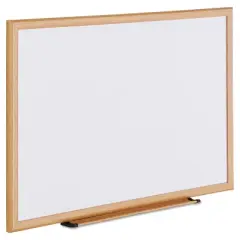 UNIVERSAL Dry Erase Board Melamine 36 x 24 Oak Frame 43619