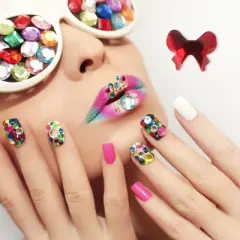 Unique Bargains 12 Grids Rhinestone Nail Supplies Red 1 Set