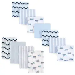 Luvable Friends Infant Boy Cotton Flannel Burp Cloths and Receiving Blankets, 11-Piece, Train, One Size