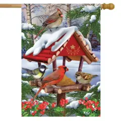 Briarwood Lane Gathered Together Winter House Flag Cardinals Bird