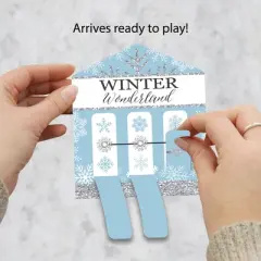 Big Dot of Happiness Winter Wonderland - Snowflake Holiday Party and Winter Wedding Game Pickle Cards - Pull Tabs 3-in-a-Row - Set of 12