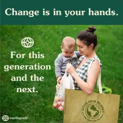 EARTHGRADE Reusable Grocery Shopping Bag Sustainable & Eco Friendly Washable Paper Totes with Cotton Canvas Handles & Durable Seams (Large)