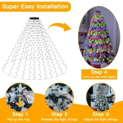 Ollny 400 LED 16 strings Multicolor Christmas Tree Lights (Green Cable, Plug in, 8 Modes)