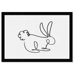 19" x 13" Bunny Outline Simple Animals Framed Wall Art Black - Olivia's Easel