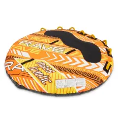 RAVE Sports Mass Frantic 4 Rider Inflatable Water Towable Boat Innertubes with Durable 600D Polyester Construction, Set of 2, Yellow and Orange