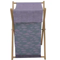Bacati - Clouds in the City Mint/Gray Laundry Hamper with Wooden Frame