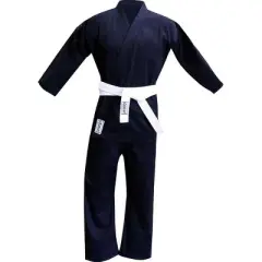 Amber Fight Gear Lightweight Karate Uniform, Polyester-Cotton Martial Arts Gi for Training & Sparring, Includes Jacket, Pants & Belt, White, Size 6