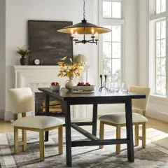 4-Arm Candlestick Chandelier with Large Metal Shade Black - Threshold&trade; designed with Studio McGee: UL Listed,Adjustable Height