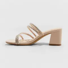 Women's Blakely Rhinestone Mule Heels - A New Day&trade; Light Beige