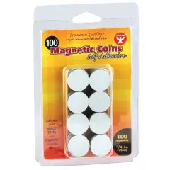Hygloss&reg; Self-Adhesive Magnetic Coins, 3/4-Inch, 100 Per Pack, 6 Packs